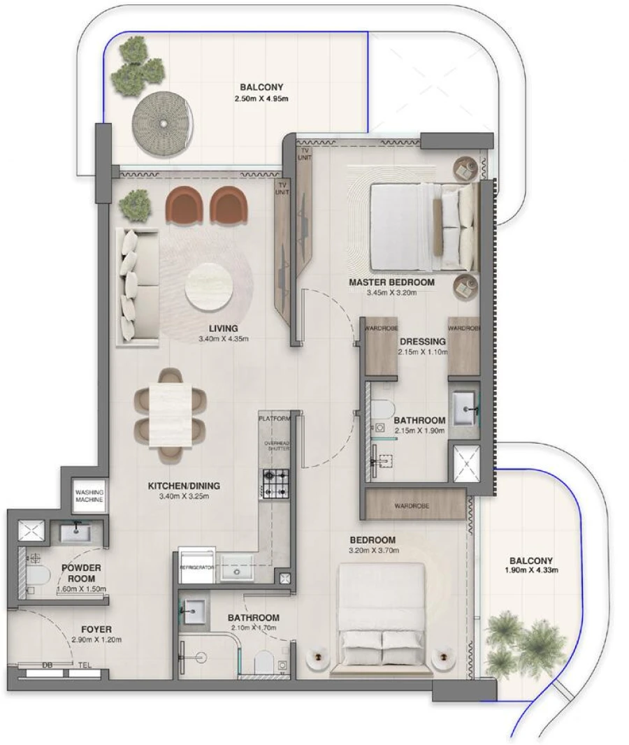 2 BR — 2 Bedroom 208/408