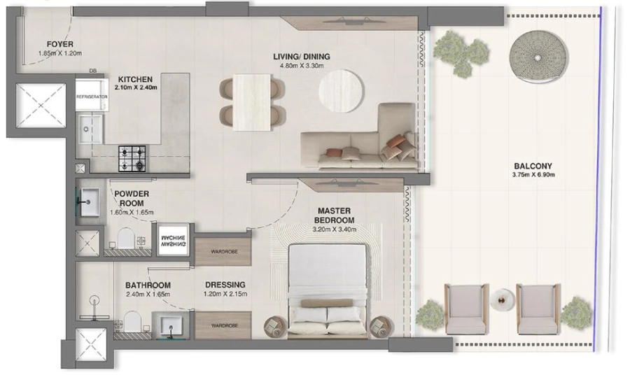 1 BR — 1 Bedroom 107