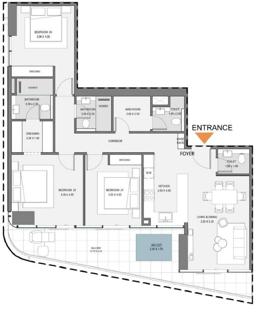 3 BR — 3 bedroom type A2