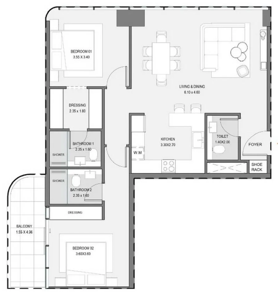 2 BR — 2 Bedroom Type A1