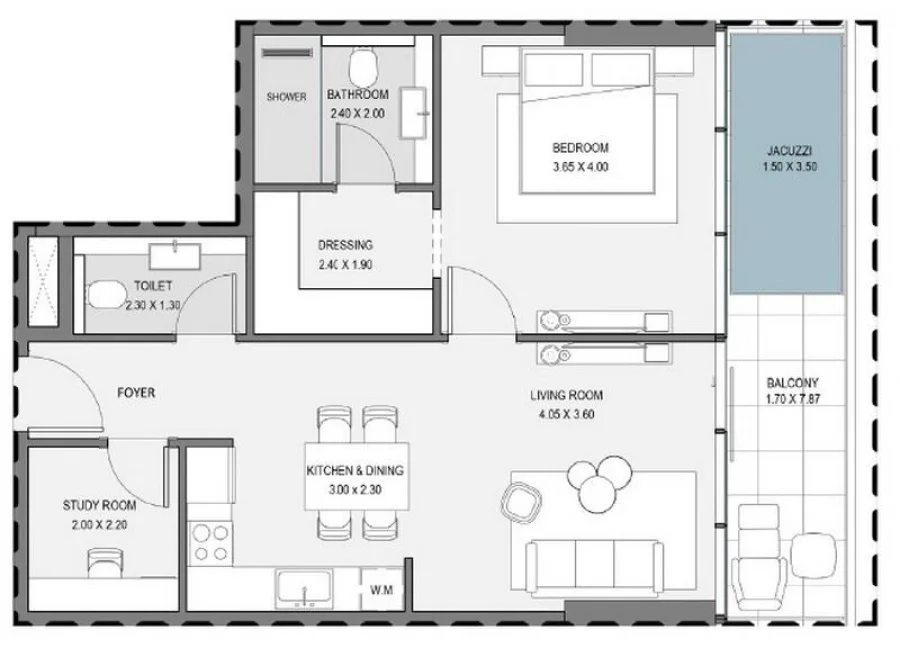 1 BR — 1 Bedroom Type D1